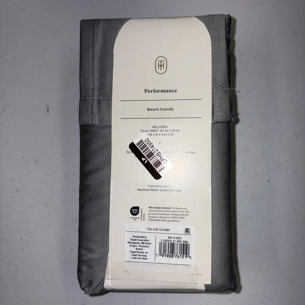 Full 400 Thread Count Performance Flat Sheet Classic Gray - Threshold: Cotton